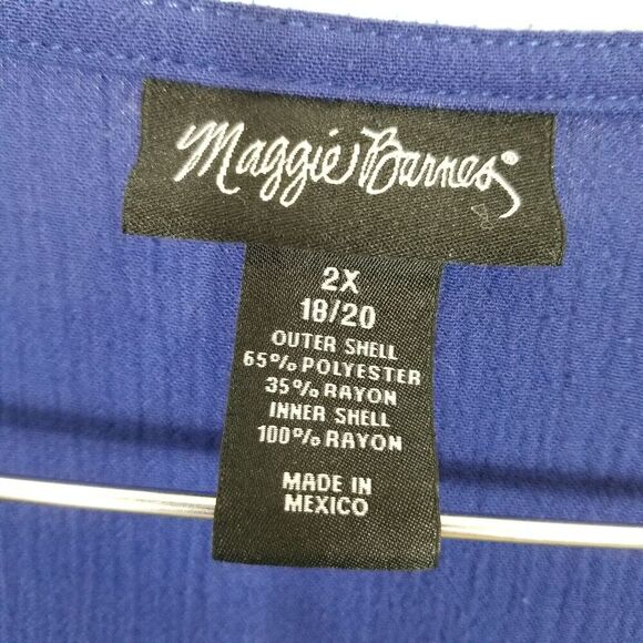 Maggie Barnes Women Plus Layered Blouse Top Sz 2X Blue Artsy Casual Event - Picture 5 of 5